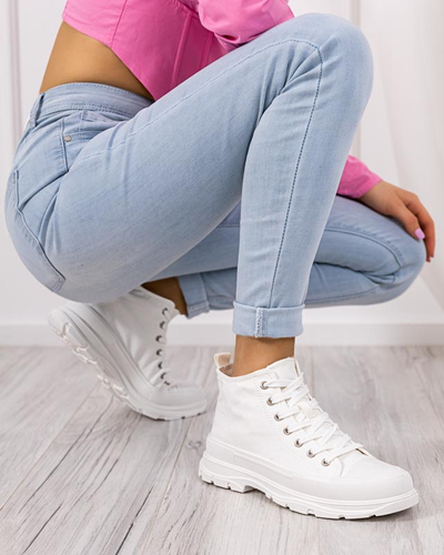 Белые женские высокие кеды Alostino