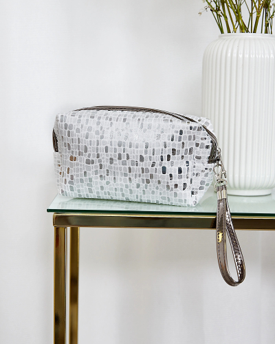 "Royalfashion" Baltos spalvos blizgios blizgios moteriškos kosmetinės su raštu