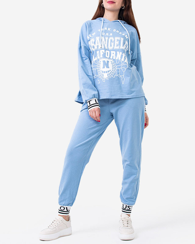 Mėlynos spalvos moteriško sportinio sportinio kostiumo komplektas - Drabužiai