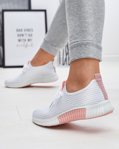 Белые женские спортивные туфли с розовыми вставками Kedeti - Обувь