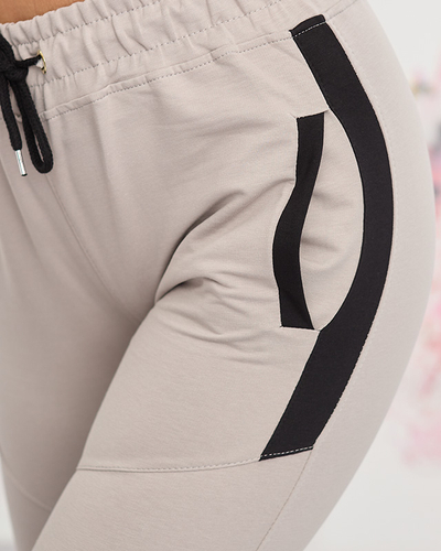 Женские светло-серые спортивные штаны со вставками- Одежда