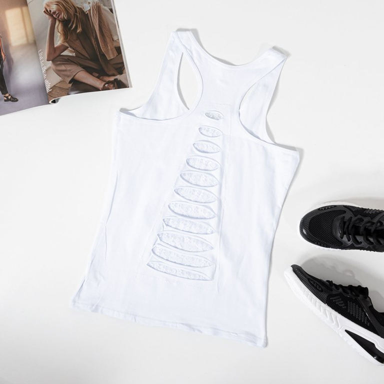 Balti ir mėlyni moteriški marškinėliai su plačiais dirželiais-Drabužiai