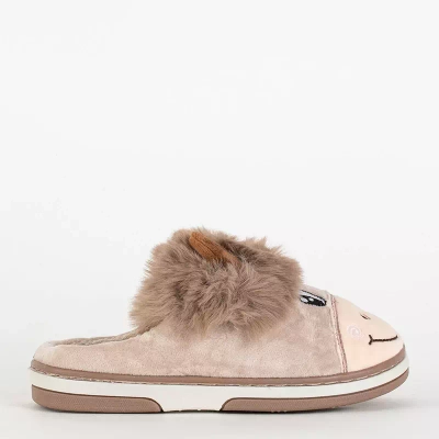 Бежевые тапочки OUTLET Animmes с бычками для детей - Обувь