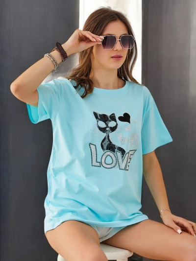 Royalfashion Женская хлопковая футболка Cat Love