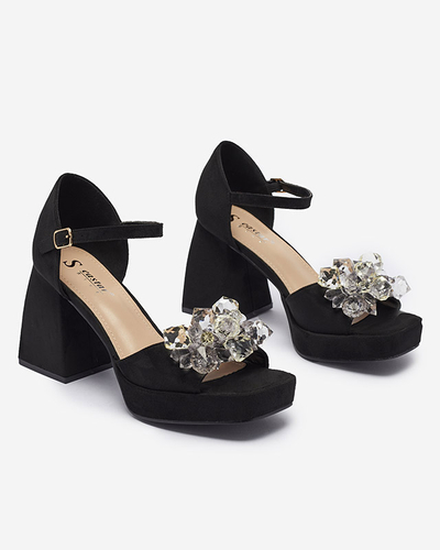 Juodi moteriški sandalai su kristalais Celidi - Avalynė