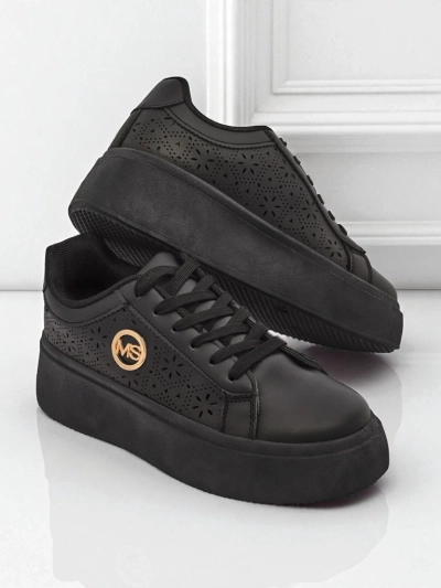 Женские кроссовки на платформе Perseida Royalfashion черные экокожа