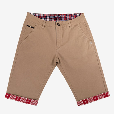 Smėlio spalvos vyriški šortai su bordo spalvos intarpais - Drabužiai