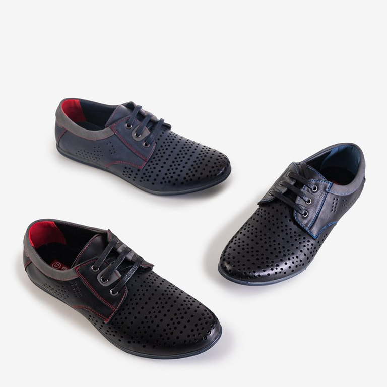 Черная мужская обувь с синей нитью Iona