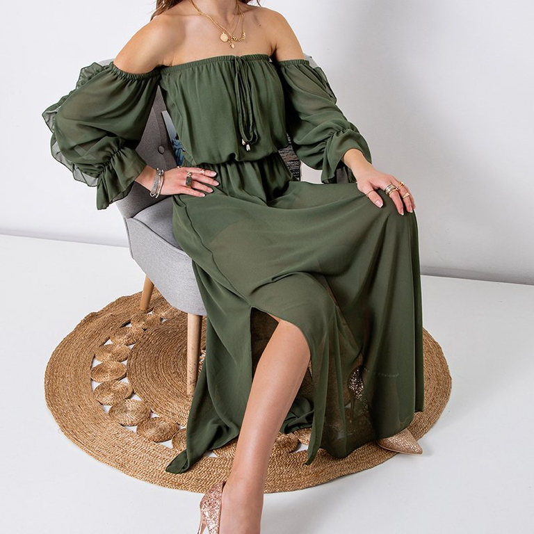 Žalia moteriška maxi suknelė - Apranga