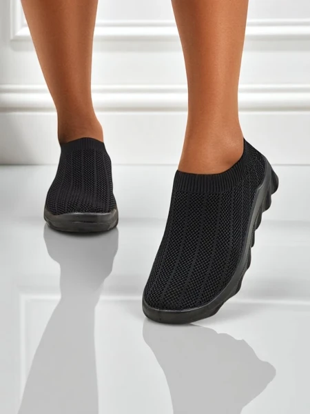 Women's Andromeda Nero sneakers - black, light textile shoes on a flat sole