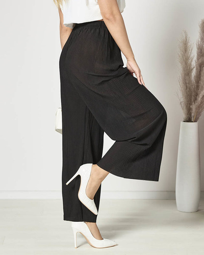 Moteriškos juodos plisuotos palazzo kelnės - Drabužiai