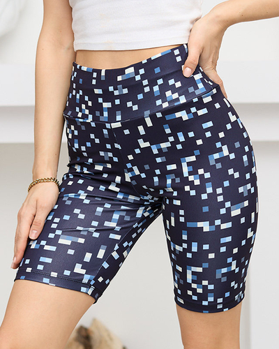 Juodos ir mėlynos spalvos moteriškos dviračių antblauzdžiai su raštu - Drabužiai