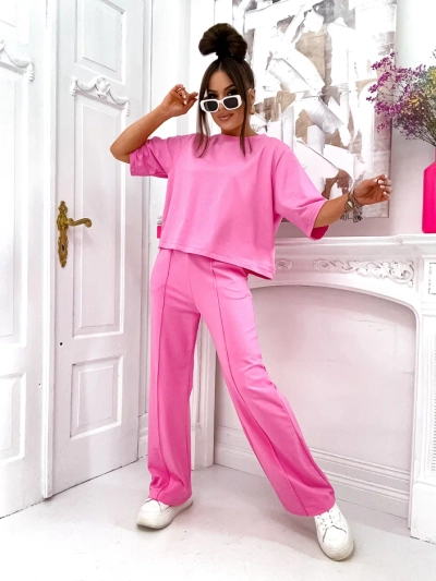 Royalfashion Женский хлопковый комплект с расклешенными брюками
