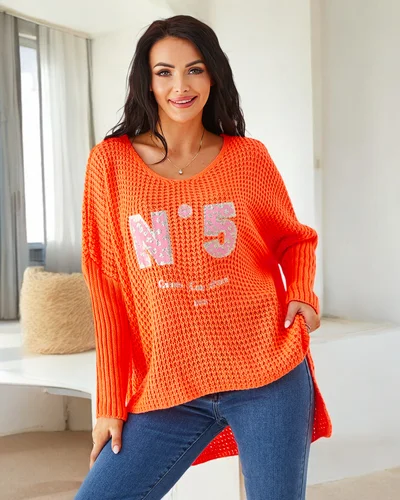 Royalfashion akrilo moterų megztinis su įrašais