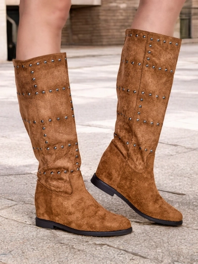 Royalfashion Moteriški batai su paslėpta kojine tamsiai juodos spalvos Airada