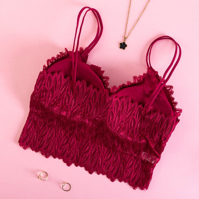 Бордовый женский кружевной бюстгальтер