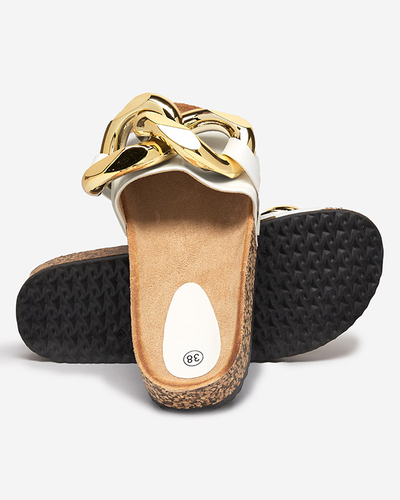 Royalfashion Белые женские шлепанцы с орнаментом Sofig