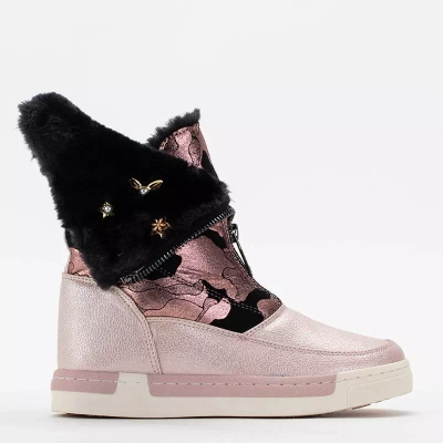 Розовые зимние сапоги для девочек OUTLET с узорчатым верхом Zonnie-Footwear