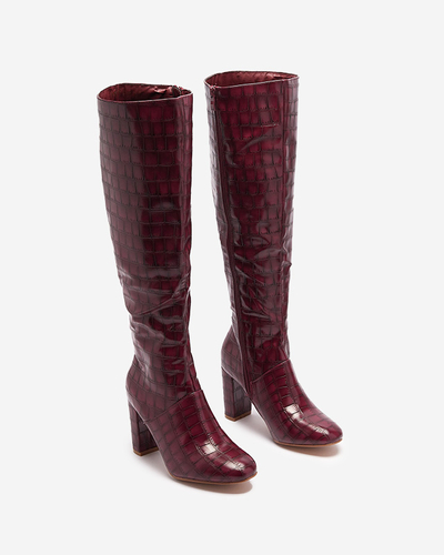 Moteriški bordo spalvos bateliai su įspaudais Mastiu- Avalynė