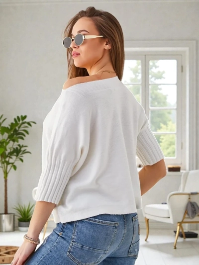 Royalfashion Moteriškas viskozės megztinis trumpomis rankovėmis