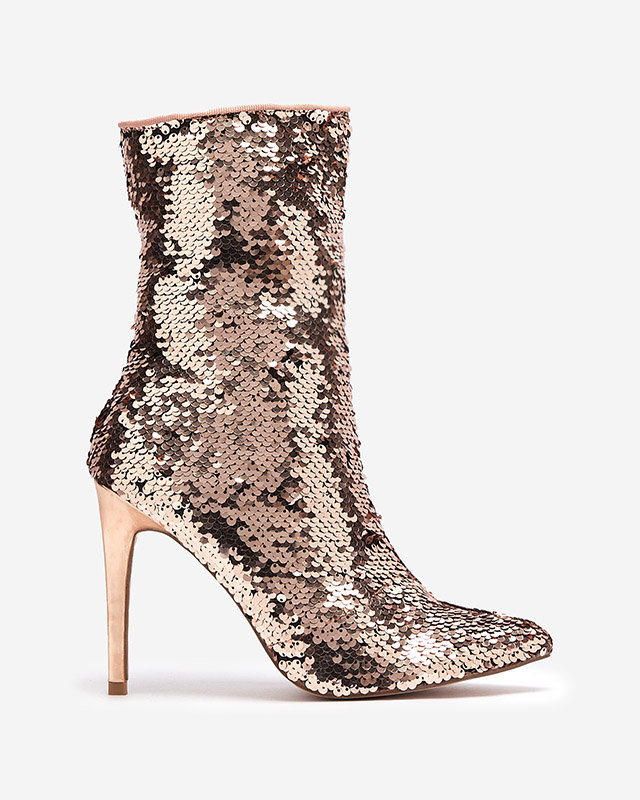 OUTLET Розово-золотые женские сапоги с блестками Lexillo- Footwear