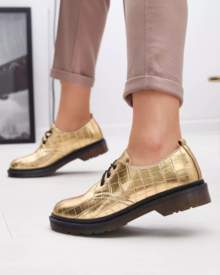 Туфли женские золотые с тиснением Seniri - Обувь