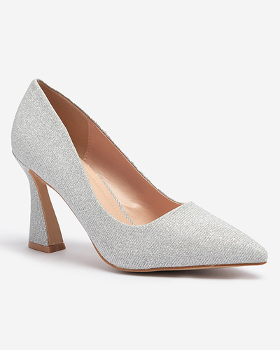 Женские парчовые туфли серебристого цвета Bluskita - Обувь