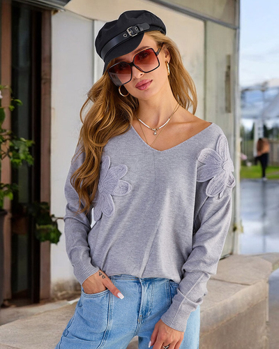 Royalfashion Тонкий женский свитер с цветами