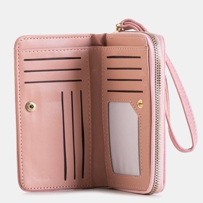 Розовый женский кошелек с отделкой