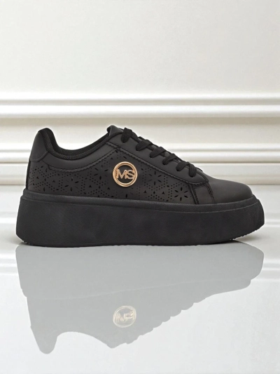 Женские кроссовки на платформе Perseida Royalfashion черные экокожа