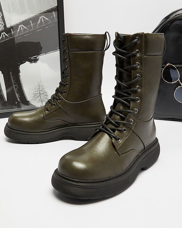 Tamsiai žali Ferisis suvarstomi moteriški aukštaauliai - Avalynė