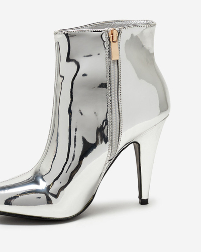 OUTLET Серебристые лакированные сапоги на шпильке Macalli- Footwear