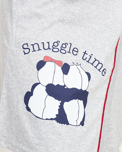 Moteriškas chalatas, pilkos spalvos su raudonais intarpais - Drabužiai