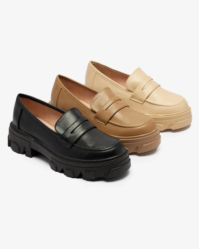 Женские бежевые мокасины на сплошной подошве Desika - Обувь