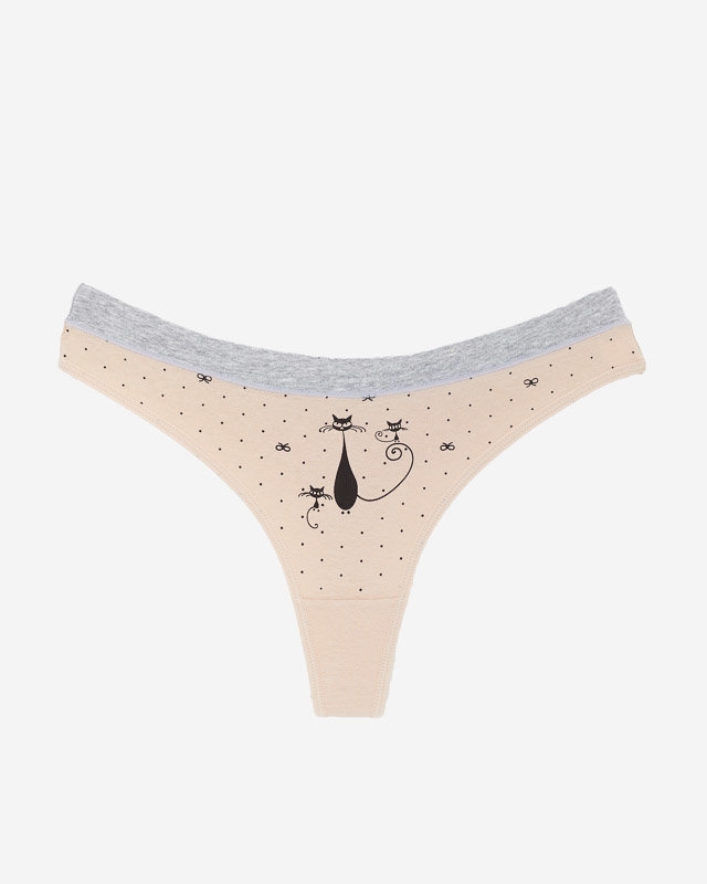 Smėlio spalvos moteriškos kelnaitės su raštu - Apatiniai