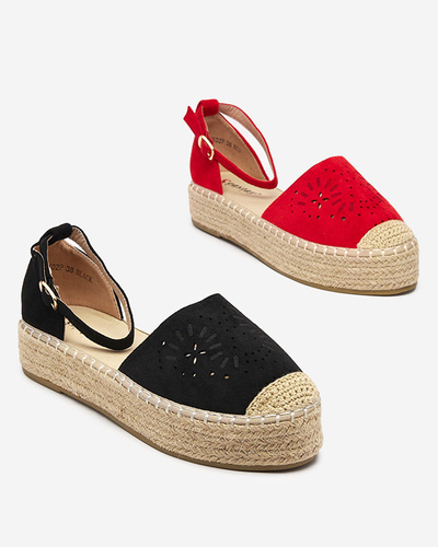 Juodos moteriškos ažūrinės basutės a'la espadrilles Tiseria - Batai