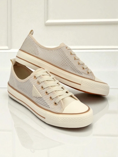 Aurelia Beige - damskie tenisówki na płaskiej podeszwie 3 cm
