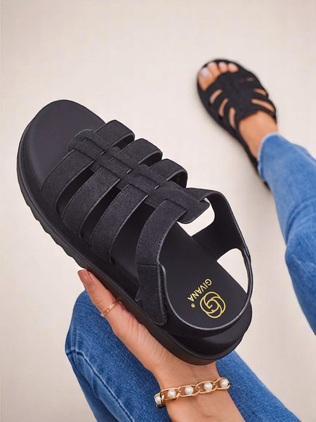 Sandały Heraclea Royalfashion na platformie - czarne piękności z eko skóry!