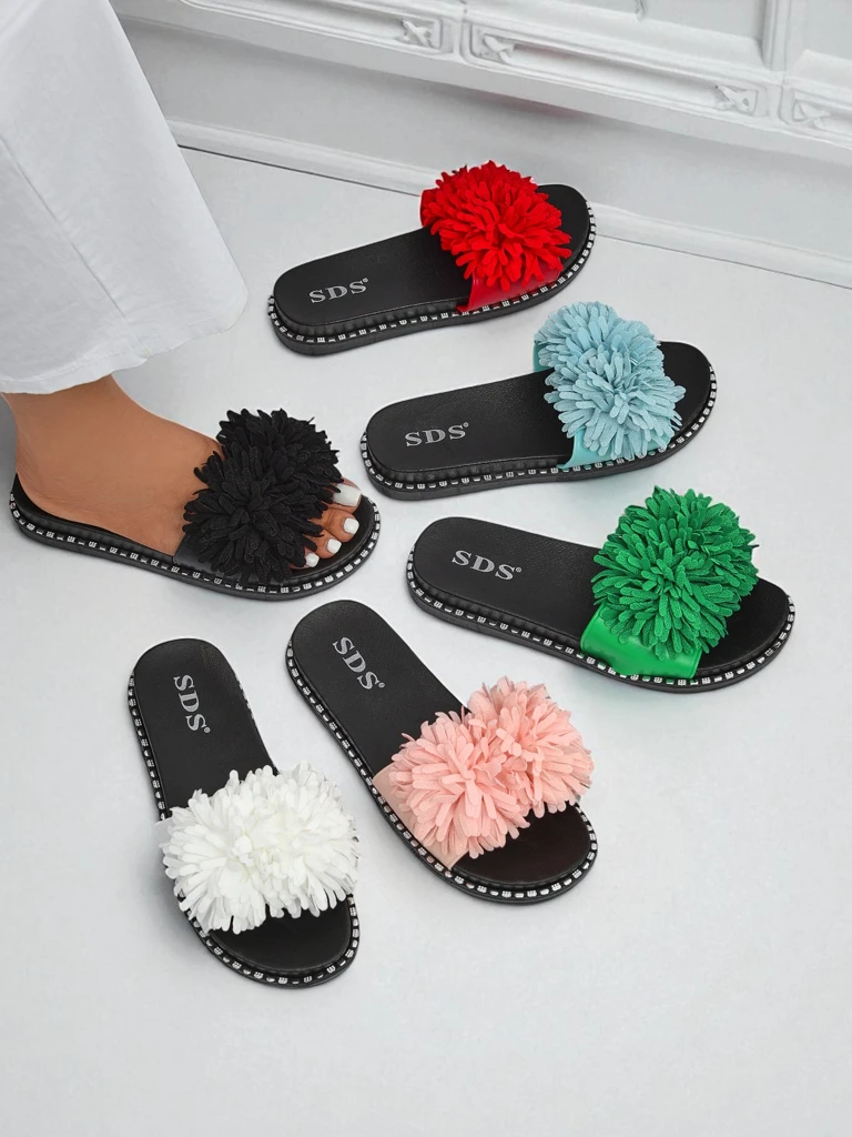 Royalfashion Damskie klapki na płaskiej podeszwie Flora Blide