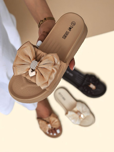 Royalfashion Platform Slides with Bow - Straight Up Dope