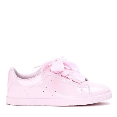 Różowe, lakierowane tenisówki wiązane wstążką Sunday - Obuwie