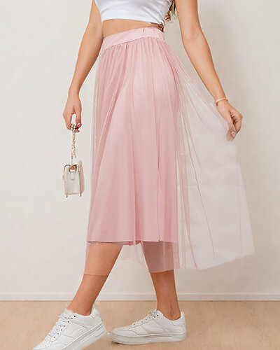 Royalfashion Женская двухслойная юбка-миди