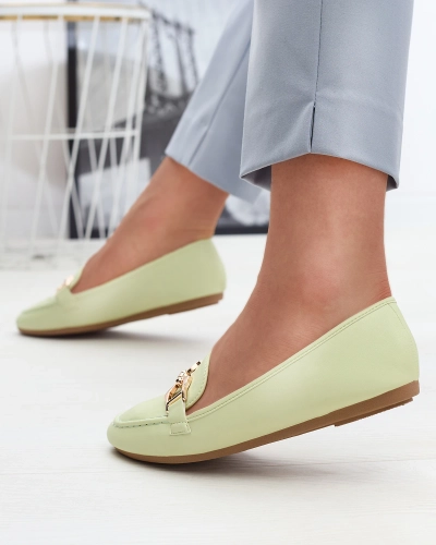 Зеленые женские мокасины из экокожи с украшением Wiwet-Footwear