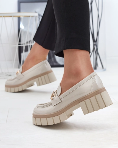 Лакированные женские мокасины бежевого цвета Aquan- Footwear