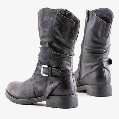 Czarne damskie botki z wysoką cholewką Siena - Obuwie