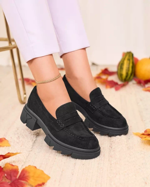 Royalfashion Juodi moteriški ažūriniai mokasinai Lace Glide