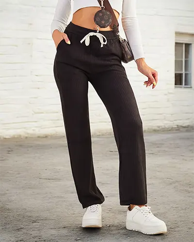 "Royalfashion" Moteriškos plačios briaunuotos kelnės PLUS SIZE