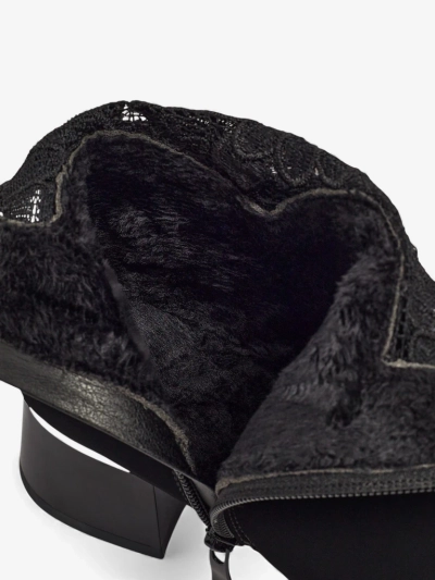 Женские матовые ботильоны на каблуке-столбике с кружевом Velmoria