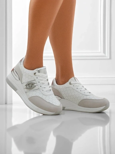 Damskie sneakersy Melania Bianca na koturnie 6 cm skóra ekologiczna