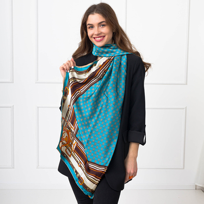 Turkio spalvos moteriškas dryžuotas šalikas - Priedai